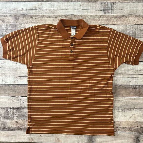 Patagonia Men’s Organic Cotton Striped Collared Polo Short Sleeve Shirt | Size M - Picture 1 of 5